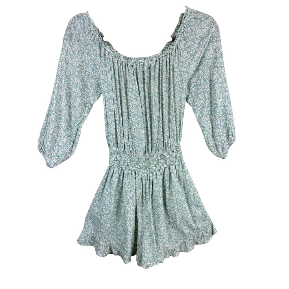 Hollister Lightweight Floral 3/4 Sleeve Shorts Romper Viscose Pockets Size‎ M